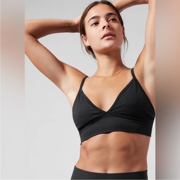 Athleta Other - Athleta Aurora Triangle Ribbed Sports Bra Black Convertible Size Medium D-DD Cup